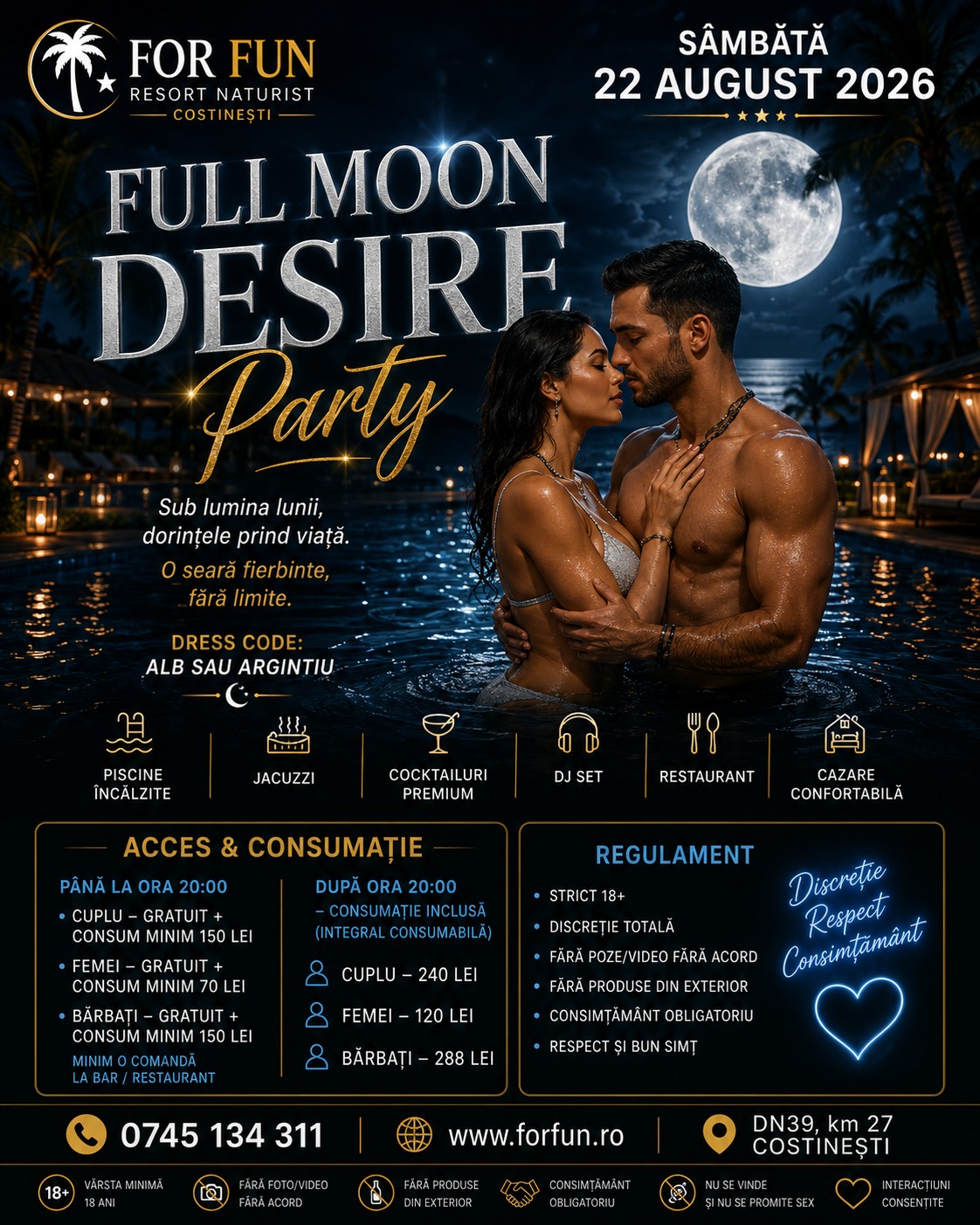 🌕 SÂMBĂTĂ, 22 AUGUST 2026 FULL MOON DESIRE SWING PARTY