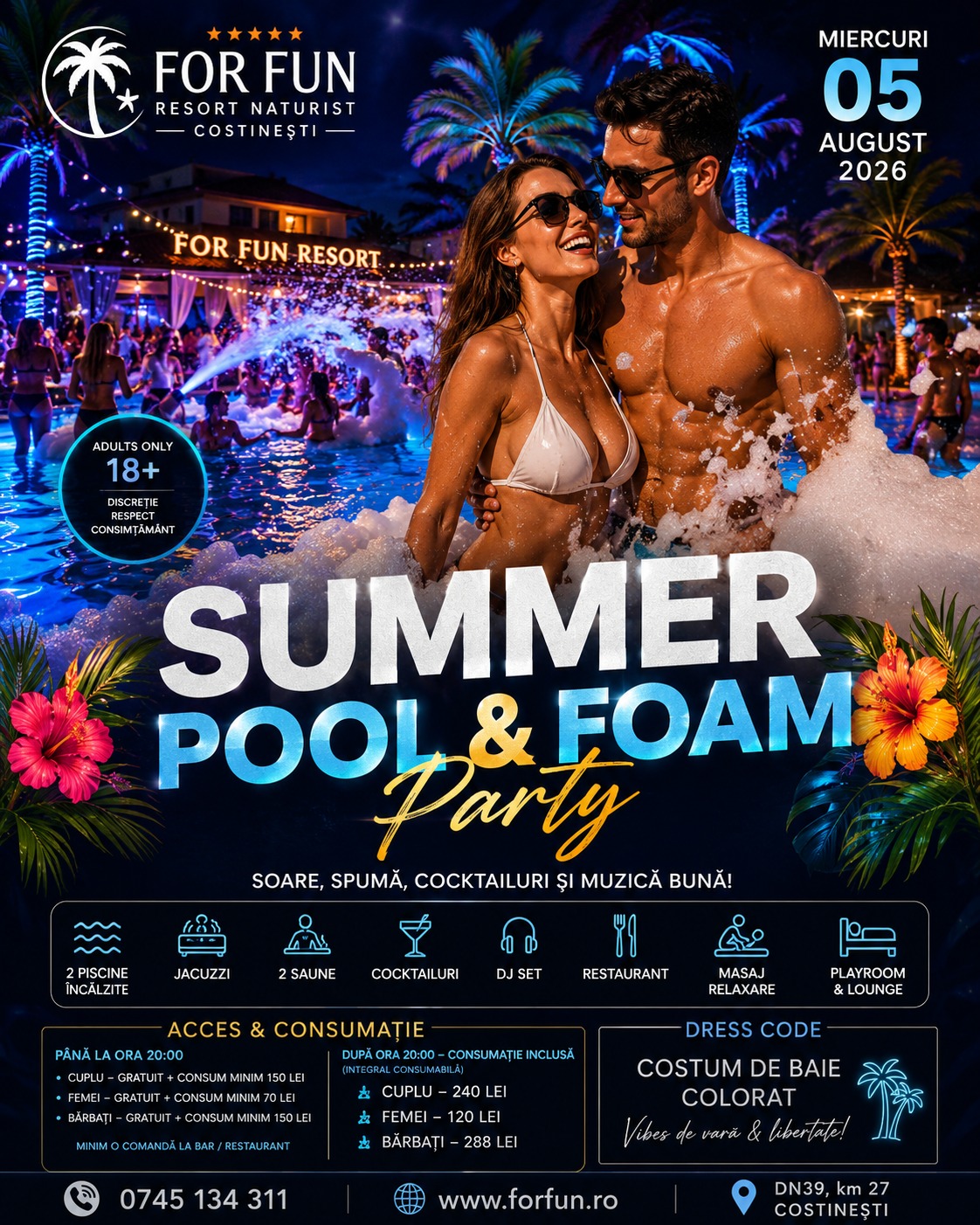 💦 MIERCURI, 5 AUGUST 2026 SUMMER POOL & FOAM PARTY
